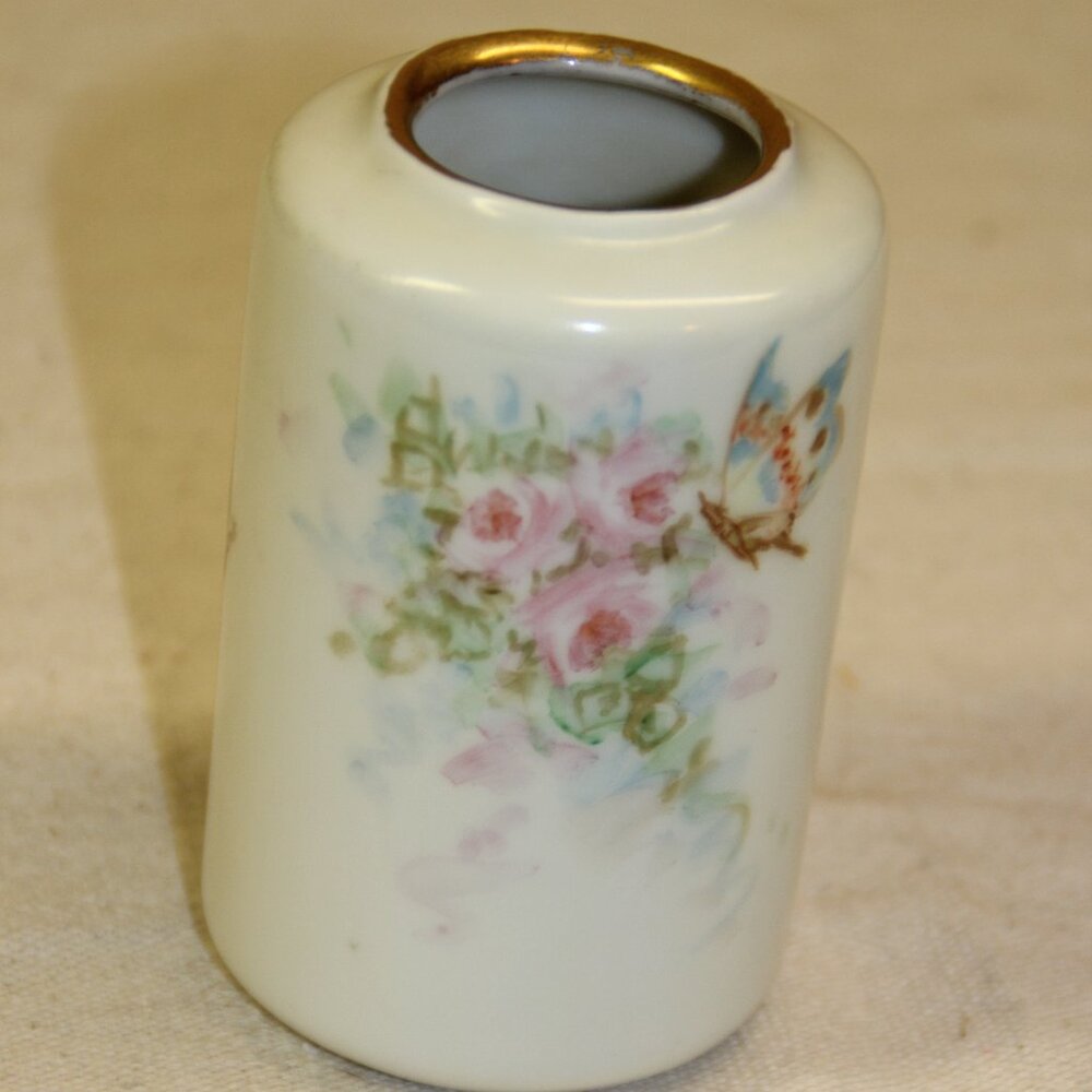 Pfeiffer & Lowenstein Schlackenwerth Austria Floral Butterfly Porcelain Vase